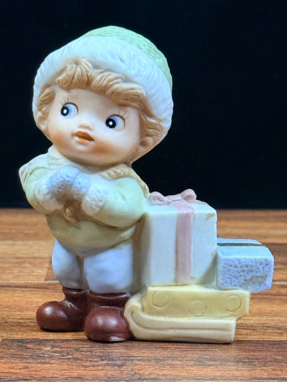 HOMCO Child with Presents on Sled Figurine #5556